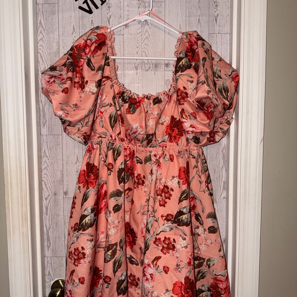 Floral Puff Sleeve cocktail Dress